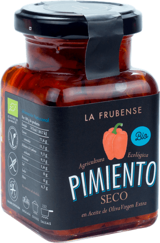 Jar of dried pepper in olive oil by La Frubense
