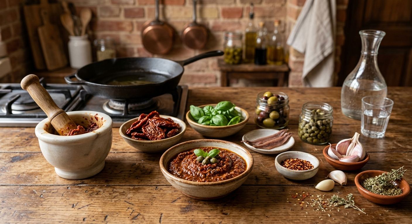 Sauce tomate séchée aux olives et câpres